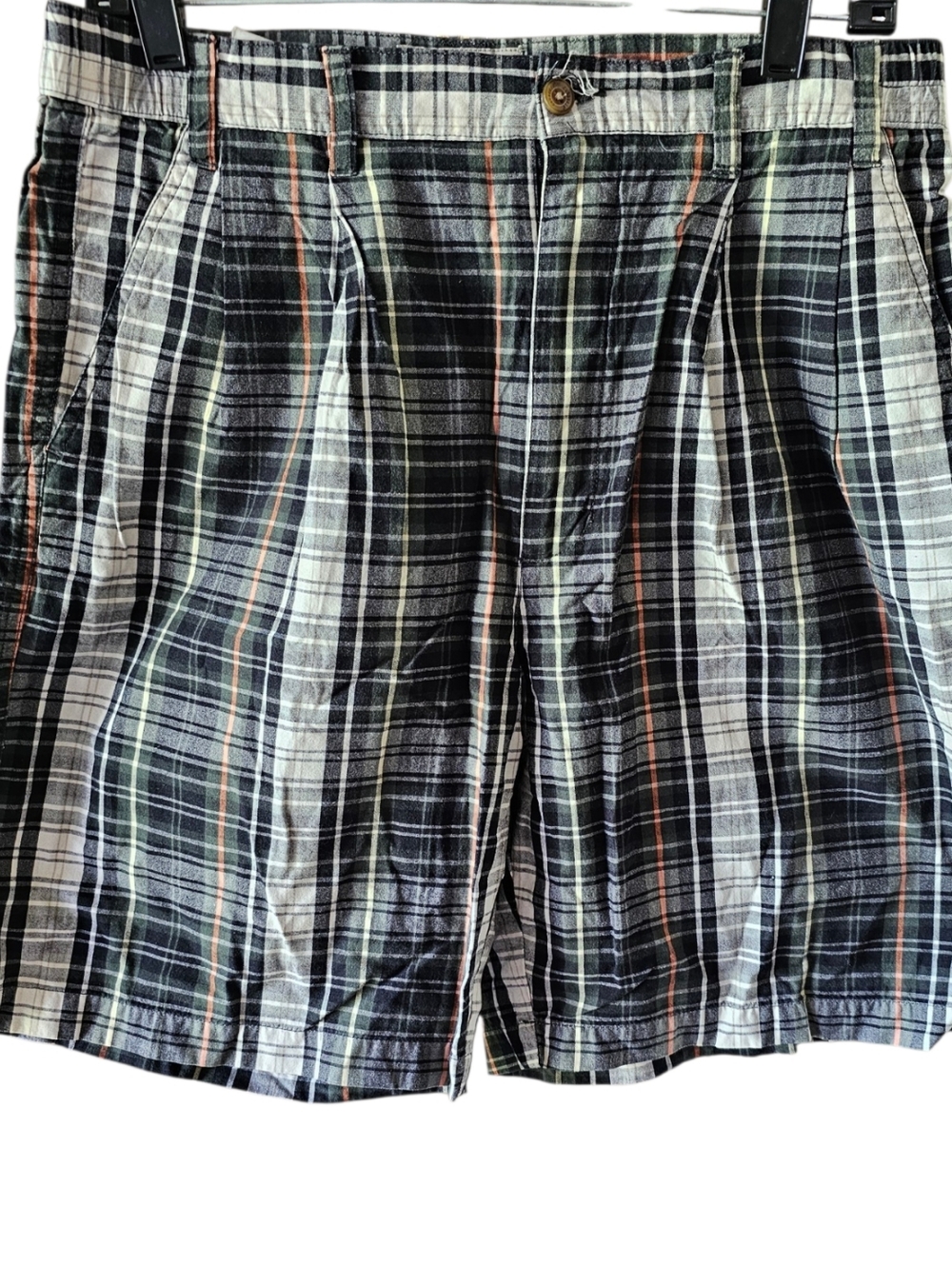 Cubavera Black & White Plaid Shorts with Orange and Light Green Stripes Size 32